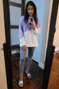 Ombre sweater and yoga pants